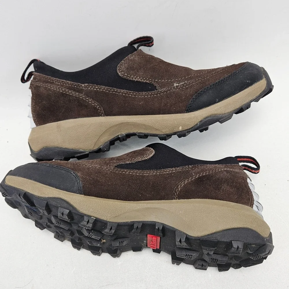 LL Bean Men 9M Snow Sneaker Slip On Suede Boots Brown 0ADL5 Thinsulate